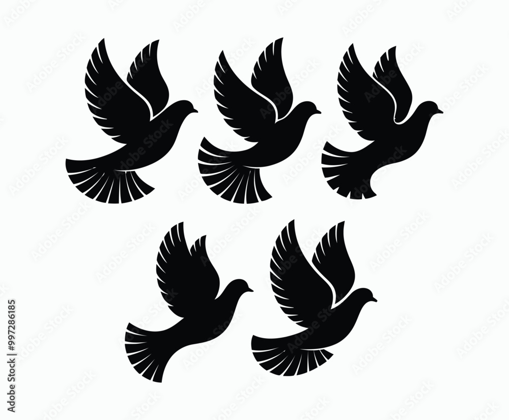 Obraz premium Dove silhouette EPS vector isolated illustration template on a white background