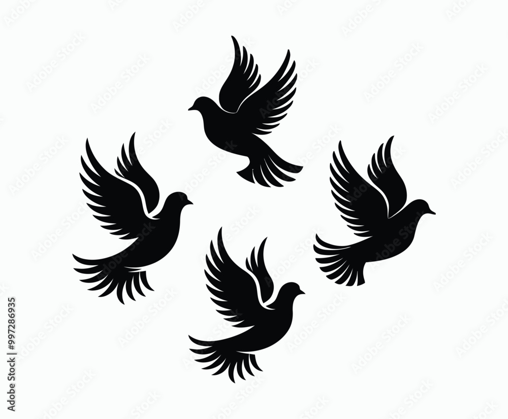 Obraz premium Dove silhouette EPS vector isolated illustration template on a white background