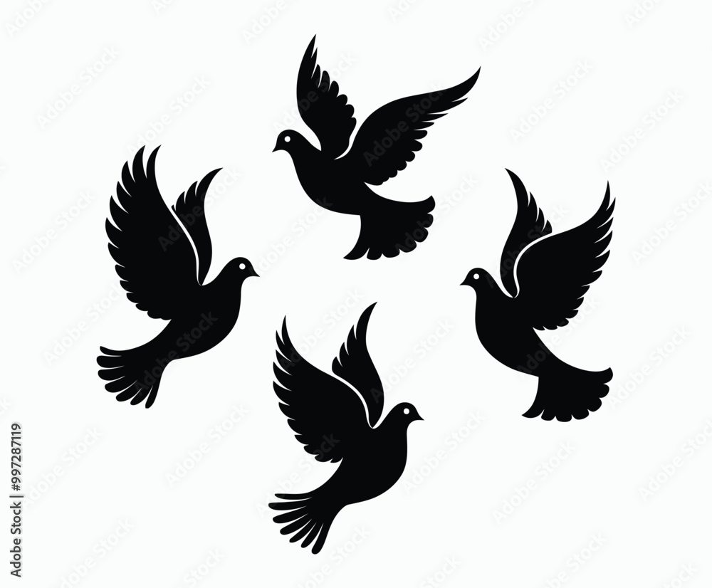 Fototapeta premium Dove silhouette EPS vector isolated illustration template on a white background