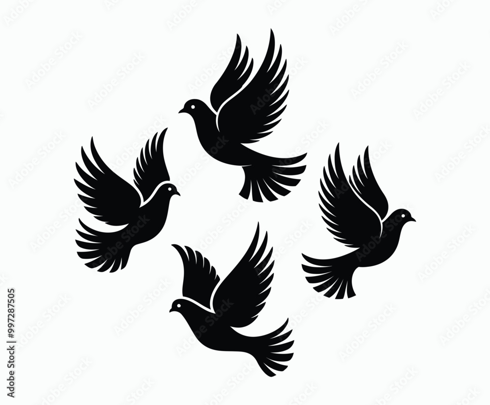 Fototapeta premium Dove silhouette EPS vector isolated illustration template on a white background
