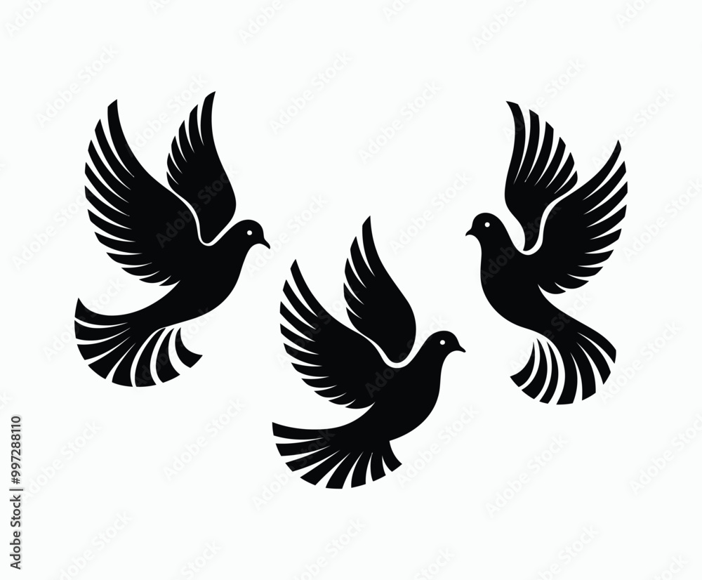 Fototapeta premium Dove silhouette EPS vector isolated illustration template on a white background