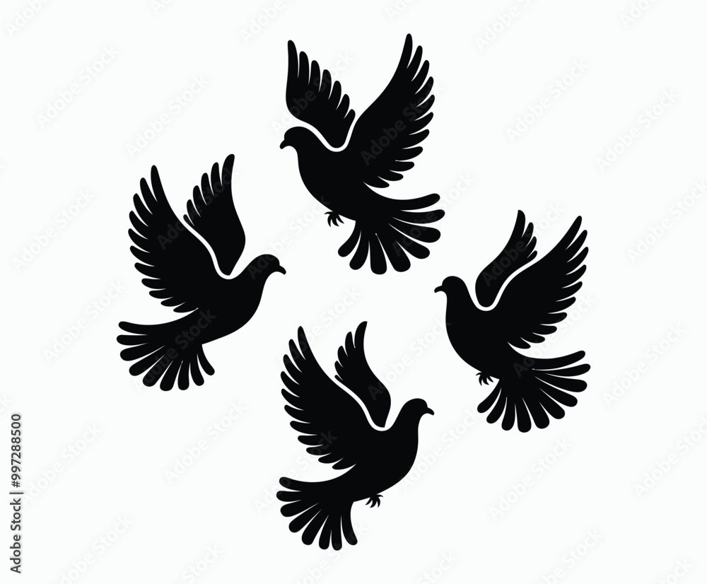 Fototapeta premium Dove silhouette EPS vector isolated illustration template on a white background