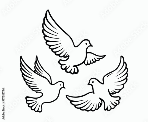 Dove silhouette EPS vector isolated illustration template on a white background