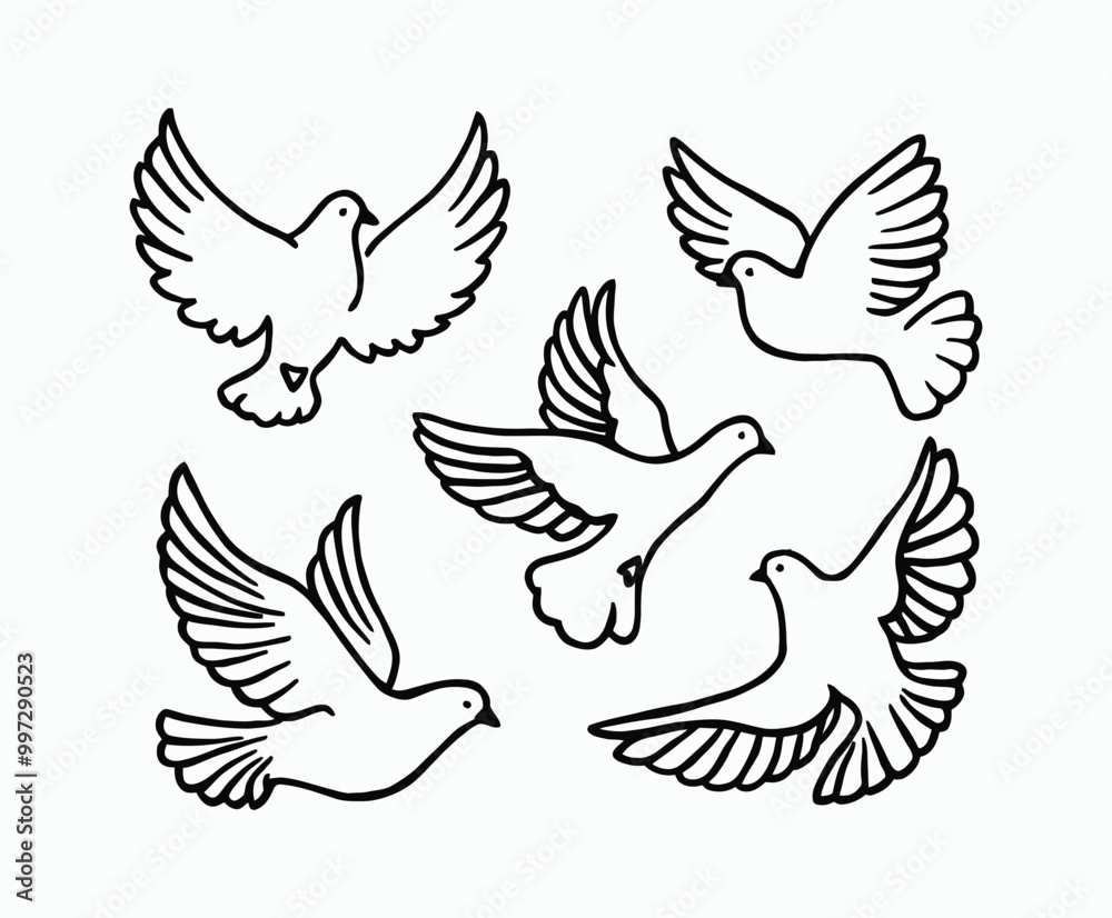 Obraz premium Dove silhouette EPS vector isolated illustration template on a white background