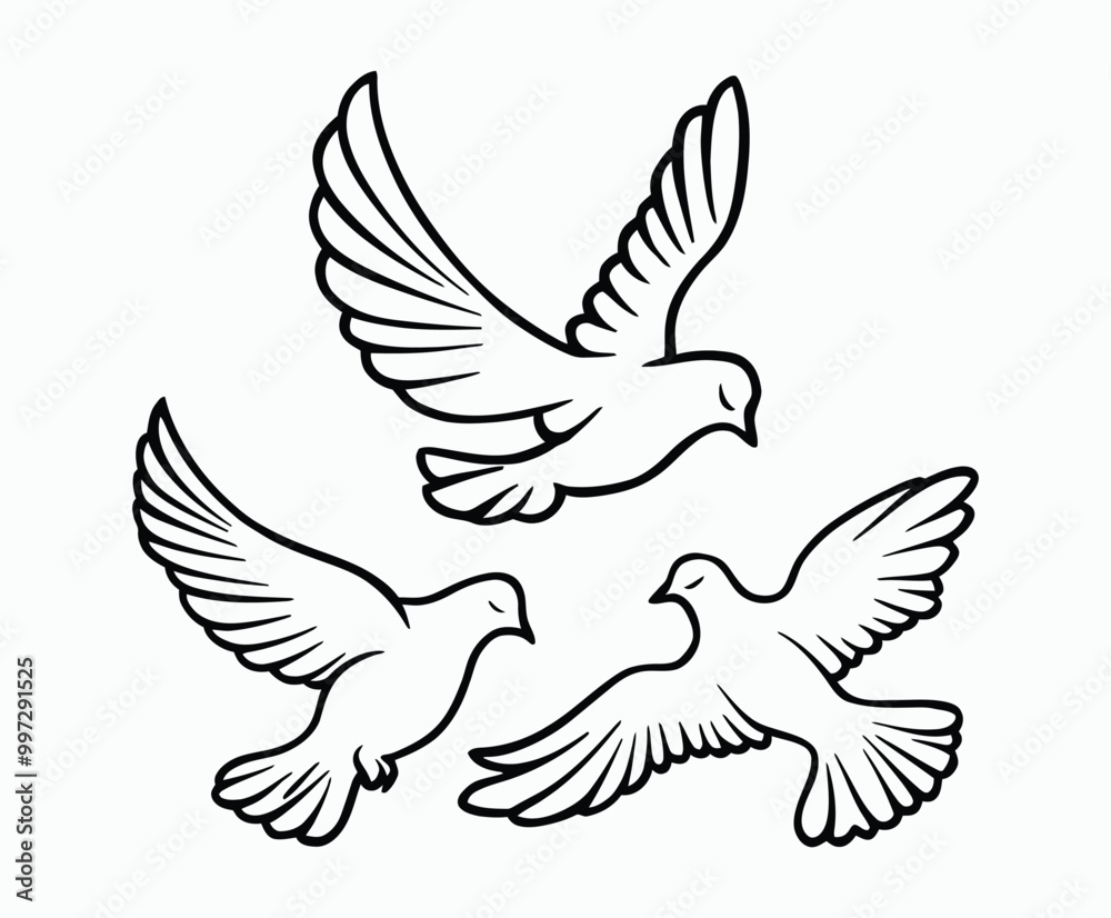 Obraz premium Dove silhouette EPS vector isolated illustration template on a white background