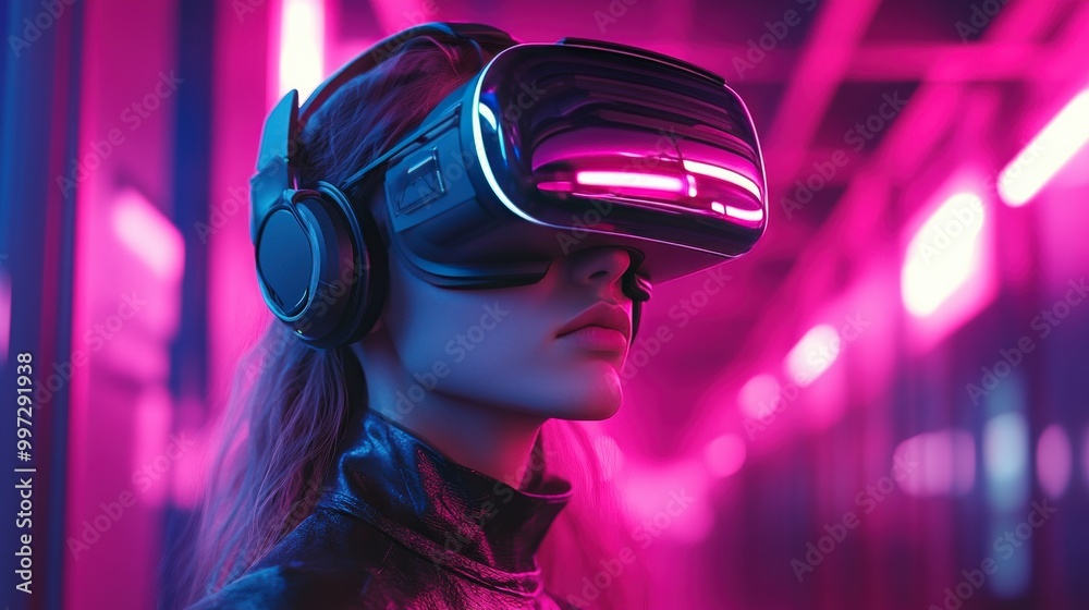 School student using VR headset to interact with AI holograms in a classroom environment School student using VR headset to interact with AI holograms in a classroom environment