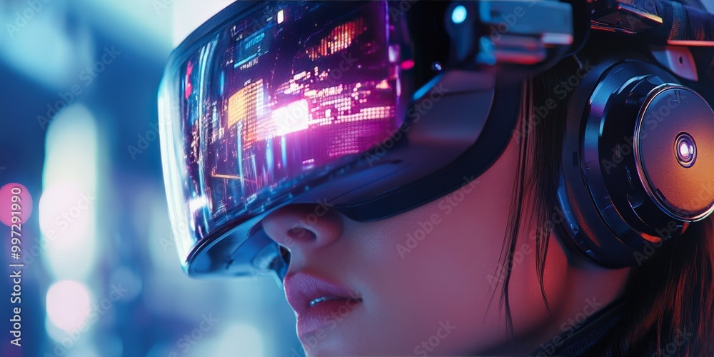 School student using VR headset to interact with AI holograms in a classroom environment School student using VR headset to interact with AI holograms in a classroom environment