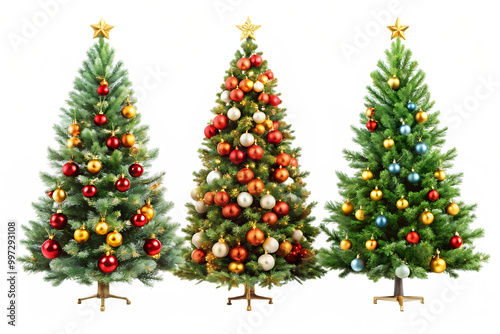 Christmas tree on white background as transparent, PNG	