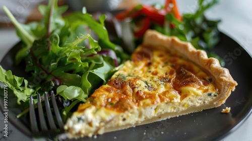 Savory quiche with a side salad