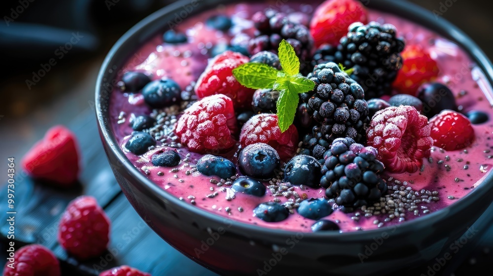 Smoothie bowl with berries. Smoothie bowl with berries.