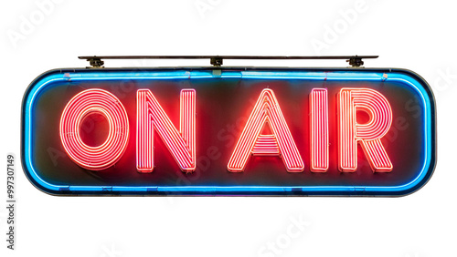 On air neon glowing sign banner isolated