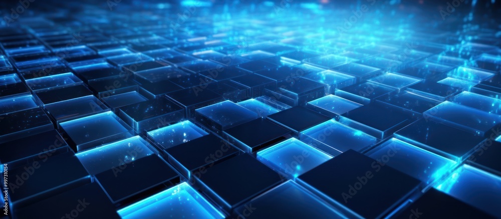 Abstract Blue Digital Cubes Background Abstract Blue Digital Cubes Background