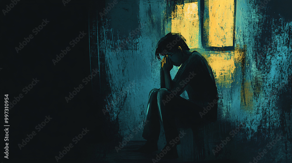 An illustration of a person sitting alone in a darkened room, clutching a keepsake with a pained expression. An illustration of a person sitting alone in a darkened room, clutching a keepsake with a pained expression.