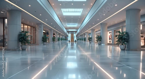 Modern Interior Design of a Bright, Open Shopping Mall