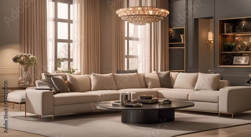 nice design of the modern interior of the apartment. open and pastel colors with pleasant tones