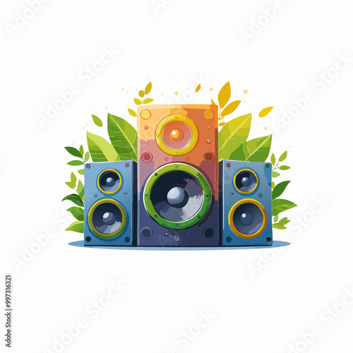 unique vector logo box sound illustration