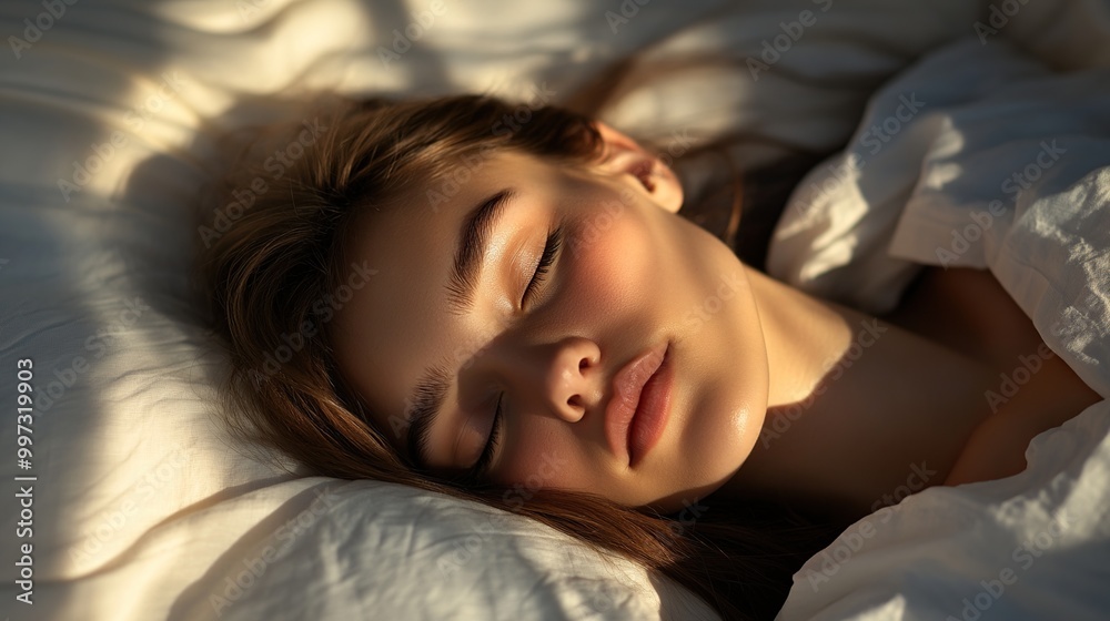 Serene sleeping figure bathed in soft light. Serene sleeping figure bathed in soft light.