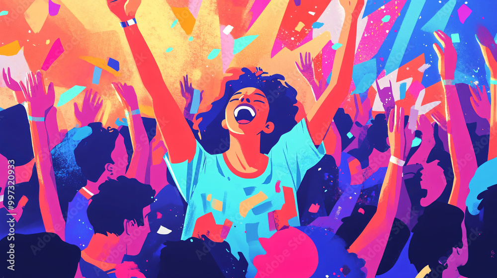 An illustration of a person having a joyful experience while engaging in their favorite hobby. An illustration of a person having a joyful experience while engaging in their favorite hobby.