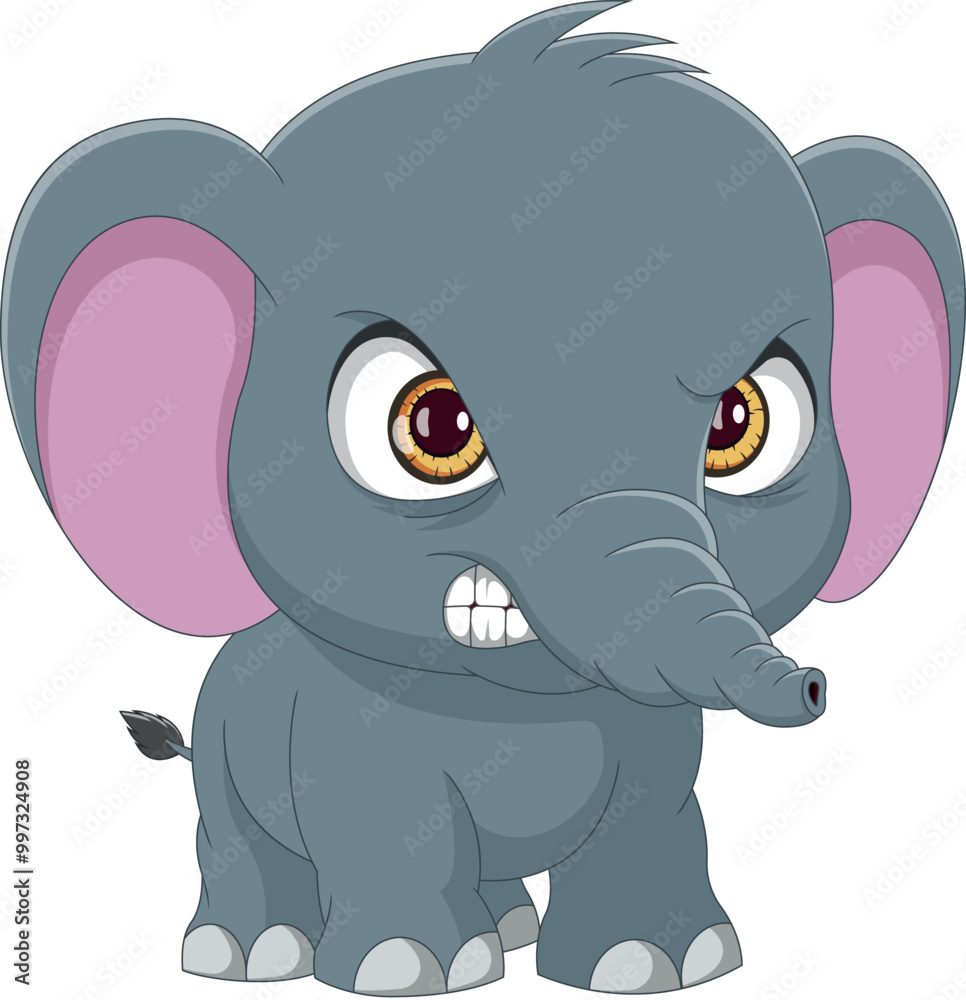 Naklejka premium cartoon angry baby elephant