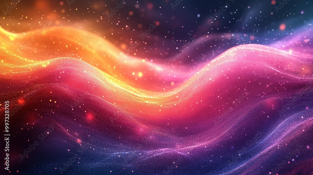 Obraz premium Abstract Colorful Glowing Particle Wave Background