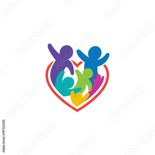 Human care design with love icon, charity design template