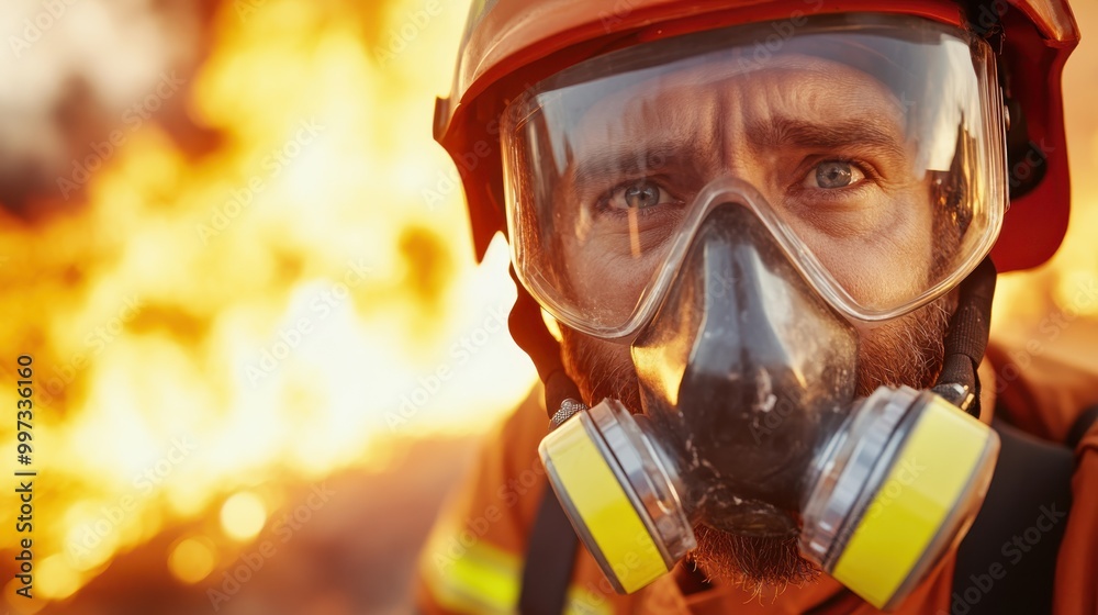 Resilient firefighter in full gear and helmet standing amidst a fierce fire, showcasing bravery and determination while handling a hazardous and life-threatening situation. Resilient firefighter in full gear and helmet standing amidst a fierce fire, showcasing bravery and determination while handling a hazardous and life-threatening situation.