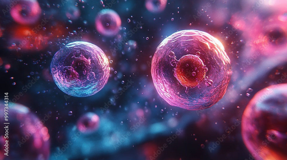 Two Bioluminescent Cells in a Microscopic View Two Bioluminescent Cells in a Microscopic View
