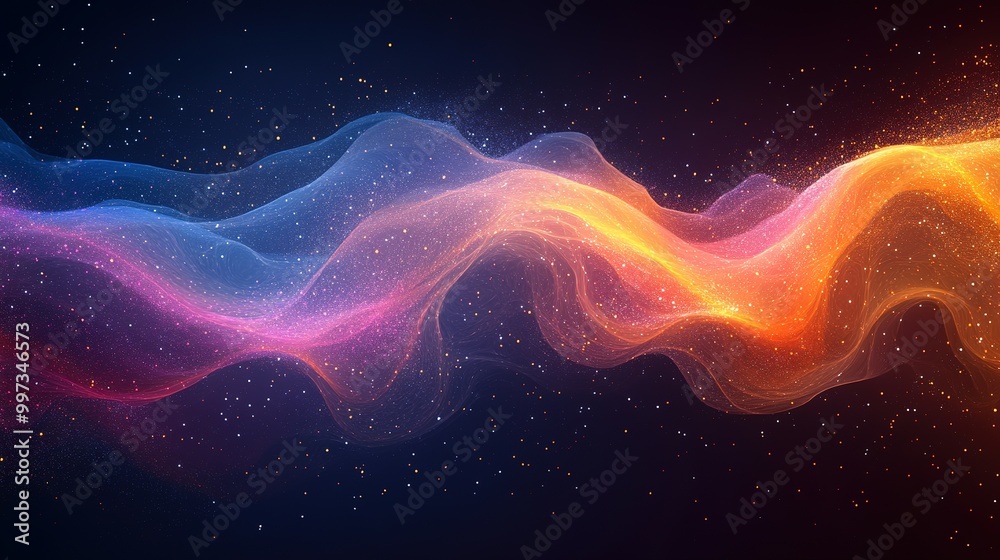 Abstract Flowing Waves with Sparkling Dust and Glowing Colors Abstract Flowing Waves with Sparkling Dust and Glowing Colors