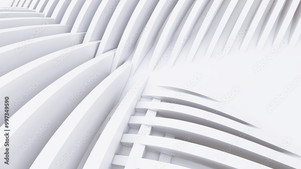 Obraz premium Abstract Curved Shapes. White Circular Background.