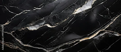 Panel kuchenny z motywem Black Marble Texture with Golden Veins