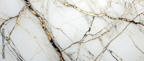 Panel kuchenny z motywem Elegant White Marble with Golden Veins