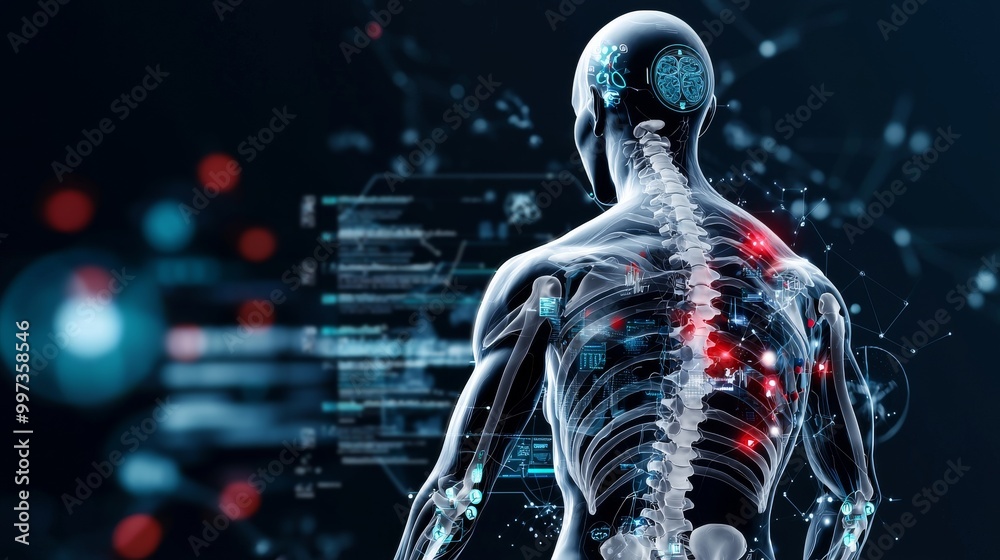 Anatomical illustration of human spine and nervous system. Anatomical illustration of human spine and nervous system.