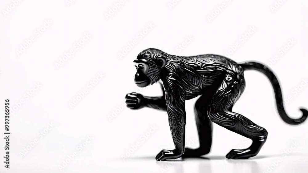 Black monkey figurine isolated on white background. Black monkey figurine isolated on white background.