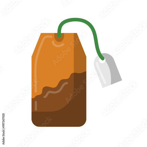 Tea bag icon flat vector illustration, tea bag clip art isolated on white background