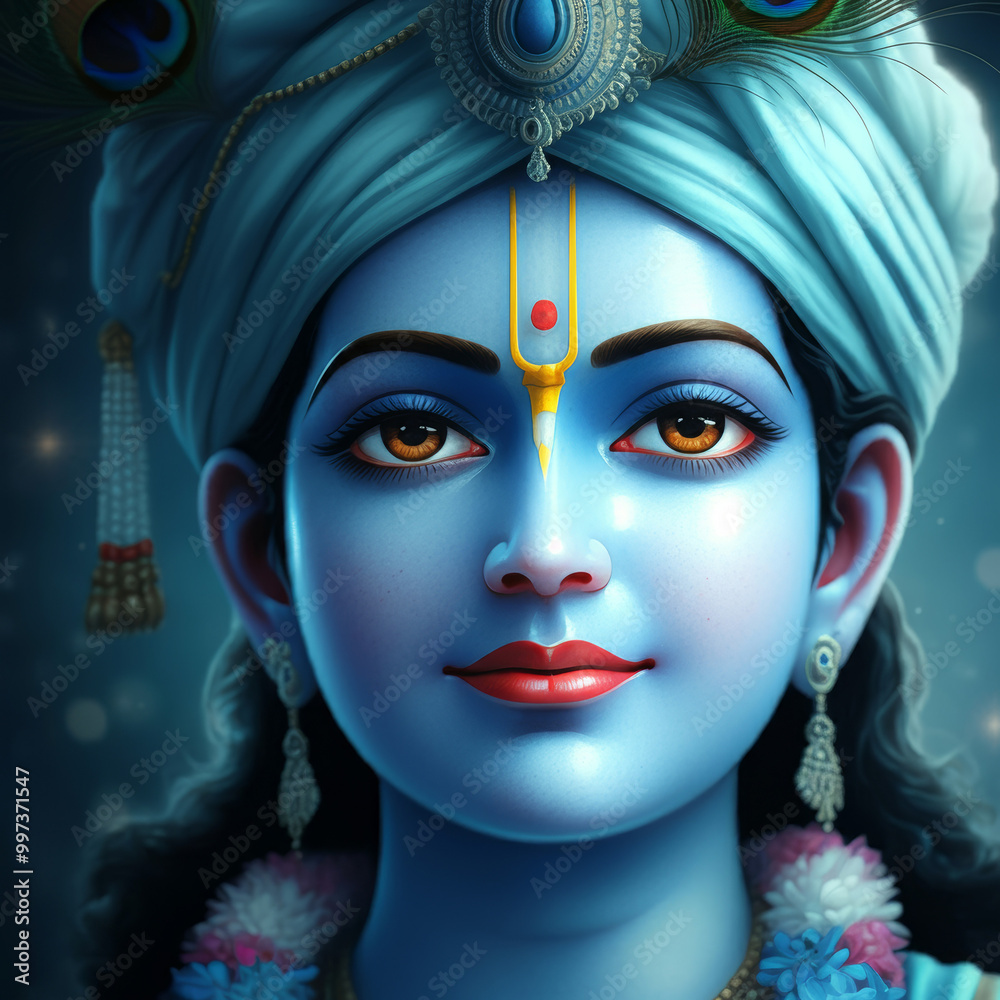 Hindu god krishna statue closeup Hindu god krishna statue closeup