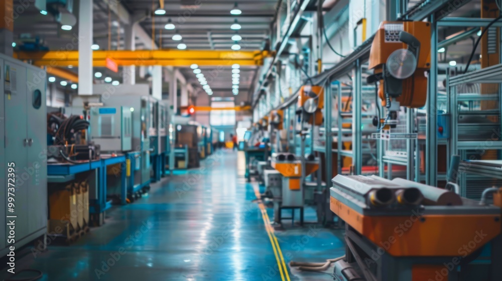 Industrial factory with machinery and equipment, showing a vast production line. Industrial factory with machinery and equipment, showing a vast production line.