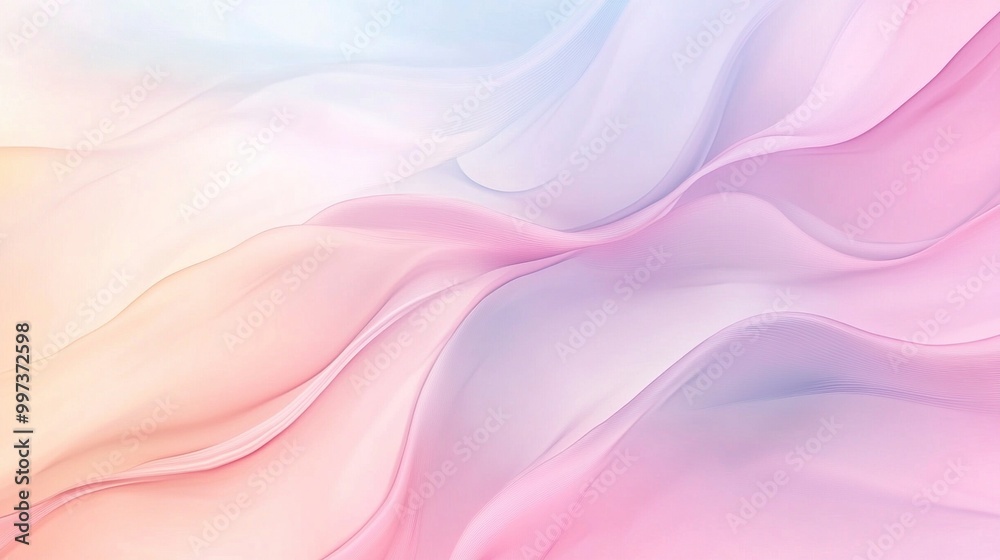 Obraz premium Soft, flowing pastel waves creating a serene background.