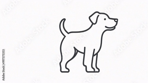 Simple line drawing of a dog on a white background.