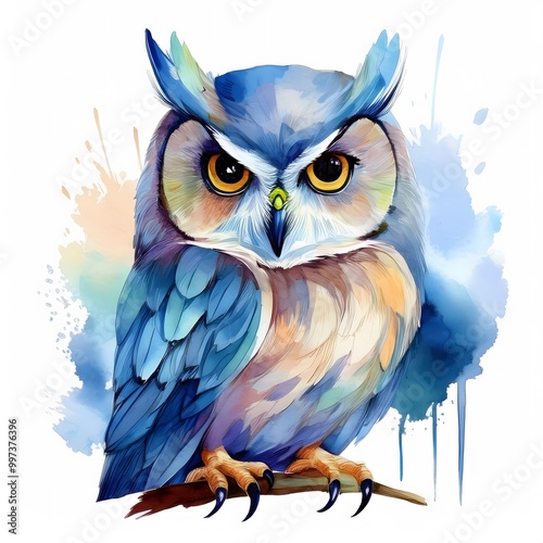 owl on watercolor background