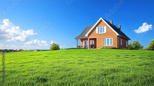Wallpaper Mural A charming house on a green hillside under blue skies. Torontodigital.ca