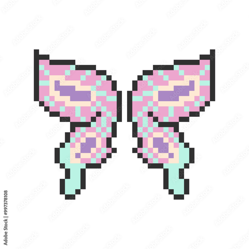 Fototapeta premium cute colorful butterfly wings pixel art