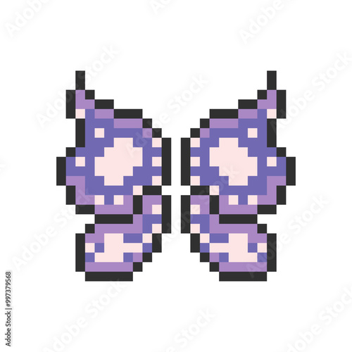 cute colorful butterfly wings pixel art