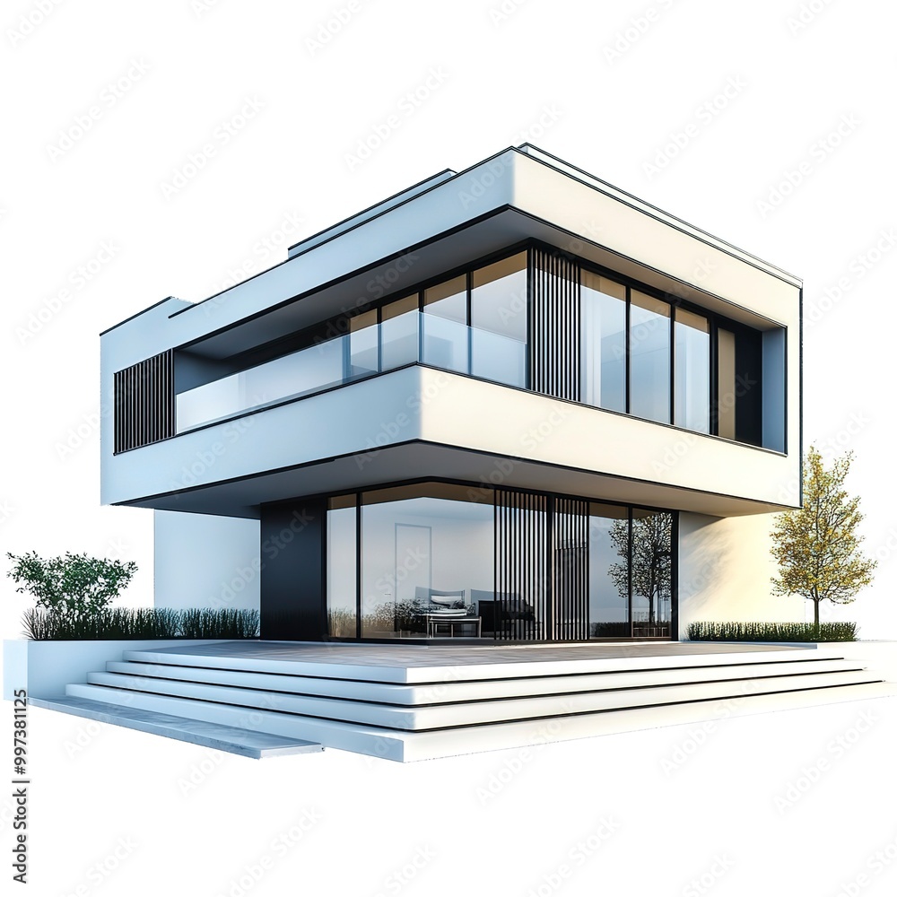 Fototapeta premium house modern contemporary style isolated on white 