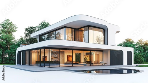 house modern contemporary style isolated on white background  