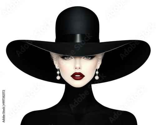 Stylized Gothic Portrait with Elongated Facial Features and Pointed Ears.