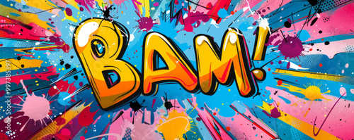 Colorful pop art background featuring "BAM!" Dynamic visuals, Bold graphics, Vibrant vector