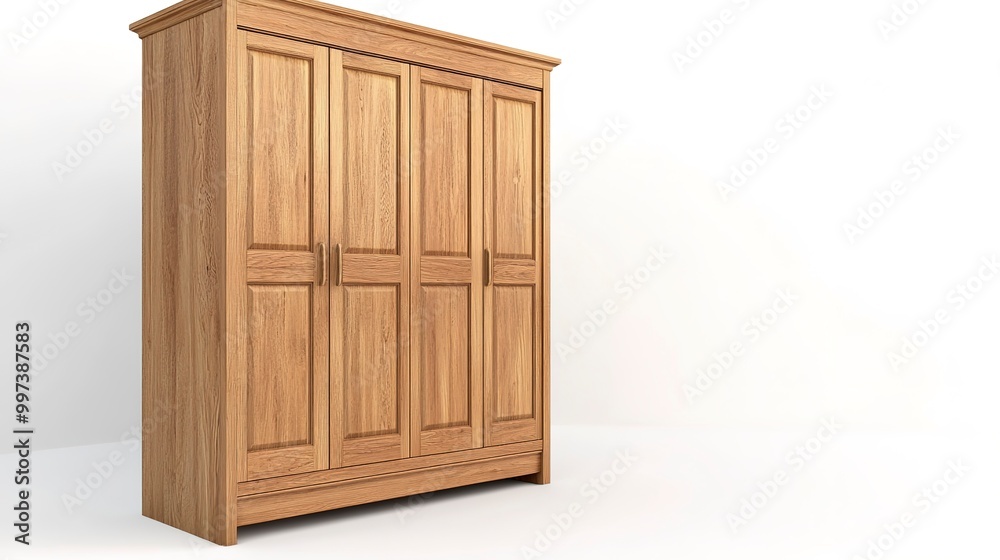 A wooden wardrobe isolated on a white background A wooden wardrobe isolated on a white background