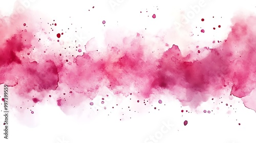 Whimsical pink watercolor shapes dance elegantly on a white background image