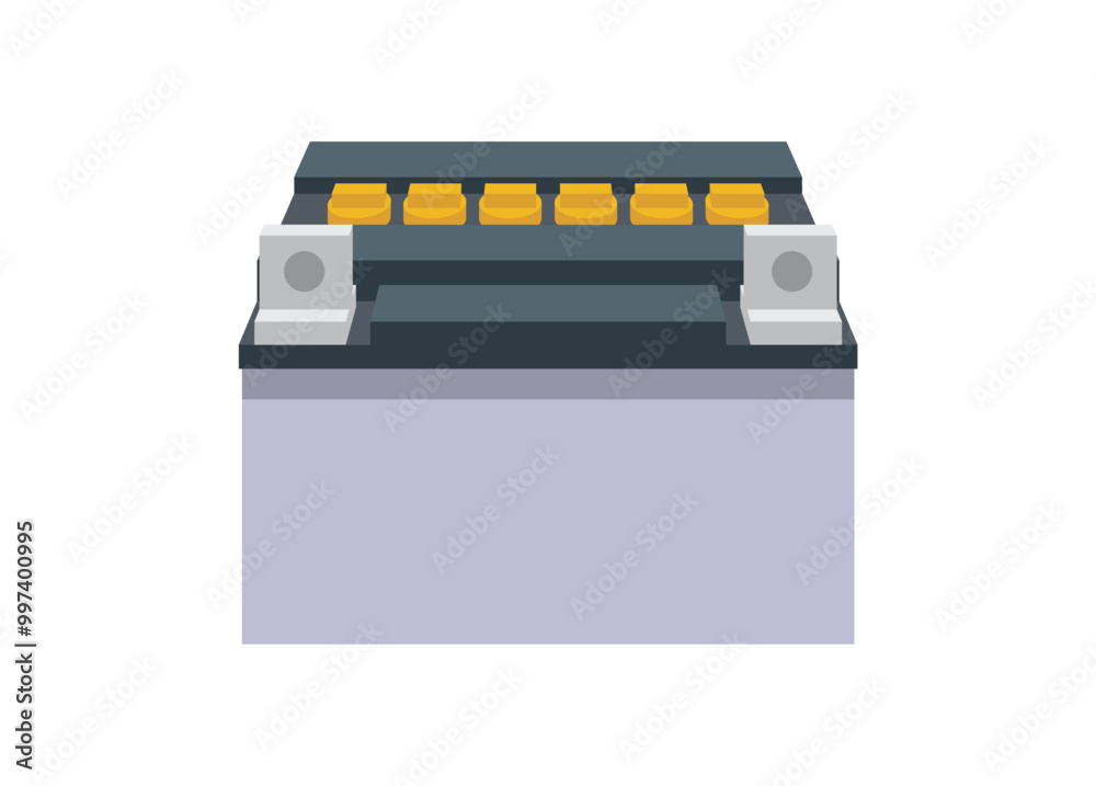Accumulator battery simple flat illustration in perspective view. Accumulator battery simple flat illustration in perspective view.