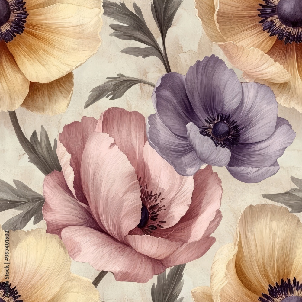 custom made wallpaper toronto digitalElegant Floral Seamless Pattern with Soft Colors and Textures